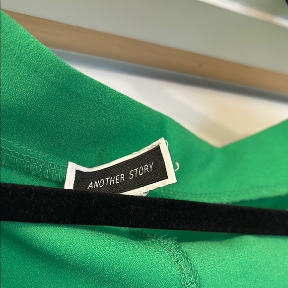 Green Ruched Blouse with Short Sleeves - Picture 2 of 9